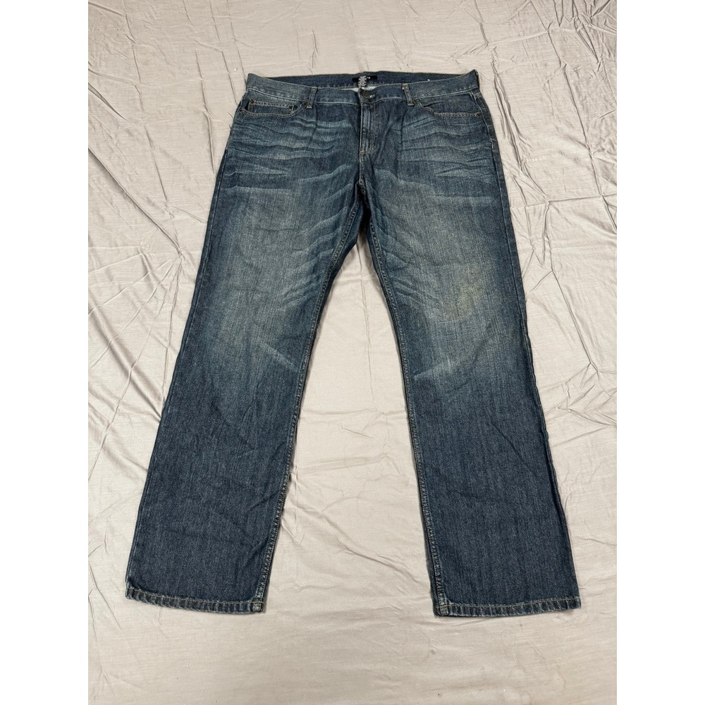 Alfani Mens Straight Leg Jeans Dark Wash Blue Denim 40x32 Cotton